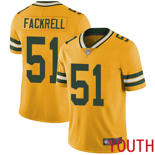Green Bay Packers Limited Gold Youth #51 Fackrell Kyler Jersey Nike NFL Rush Vapor Untouchable->green bay packers->NFL Jersey